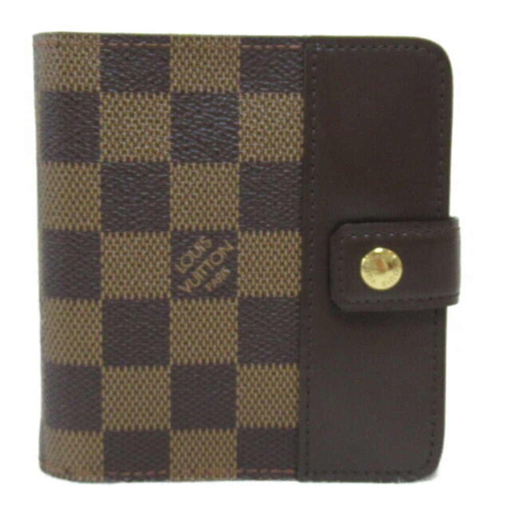 Louis Vuitton Compact Zip Round Wallet Canvas Leather Brown